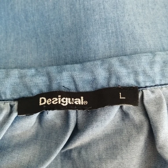 Desigual Denim Blue Blouse with Red Embroidery - Picture 5 of 7